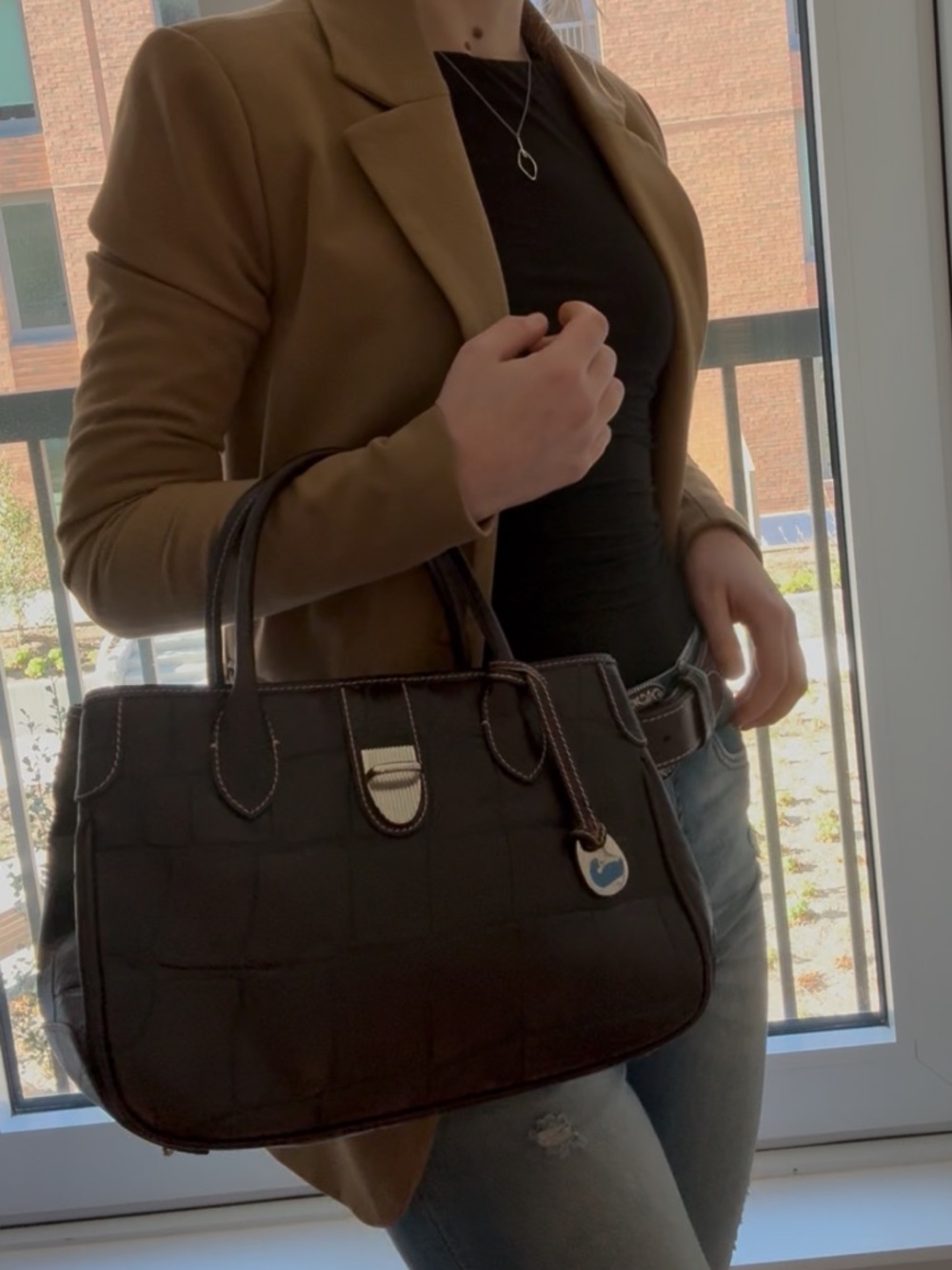 Dooney & Bourke Pink and Brown Tote Bag